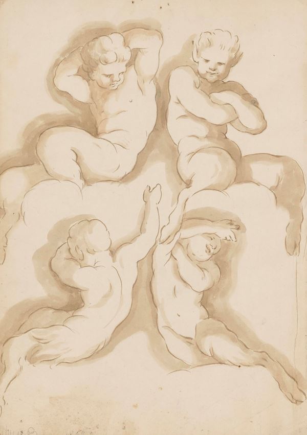 Scuola del XIX secolo Studio di piccoli fauni