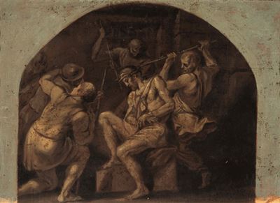 Scuola genovese del XVIII secolo, Incoronazione di spine, olio su carta