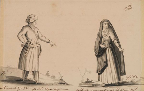 Scuola del XIX secolo Vestito universale degli indiani negli stati del Gran Mogol (...)