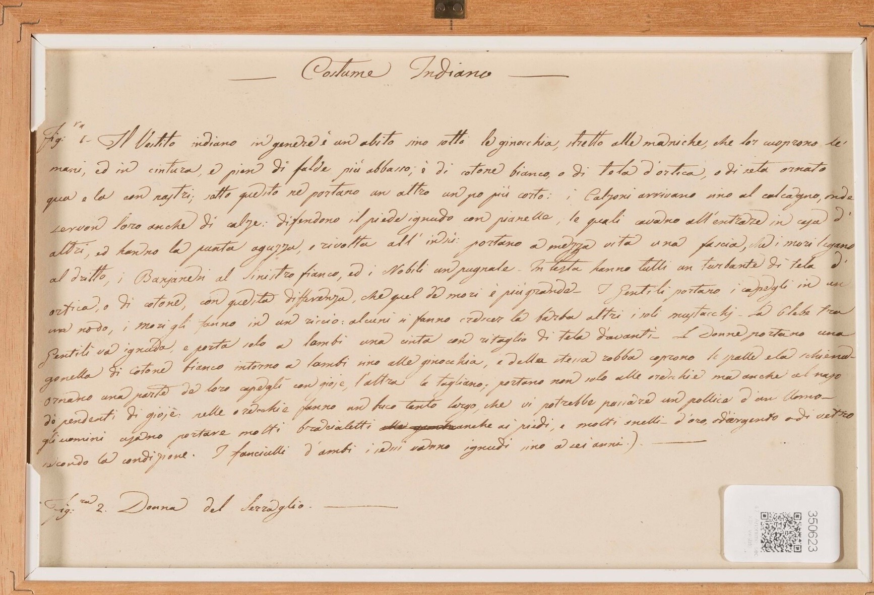 Scuola del XIX secolo, Vestito universale degli indiani negli stati del Gran Mogol, penna, inchio...