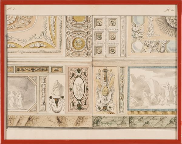 Scuola italiana del XIX secolo Studi di decorazioni