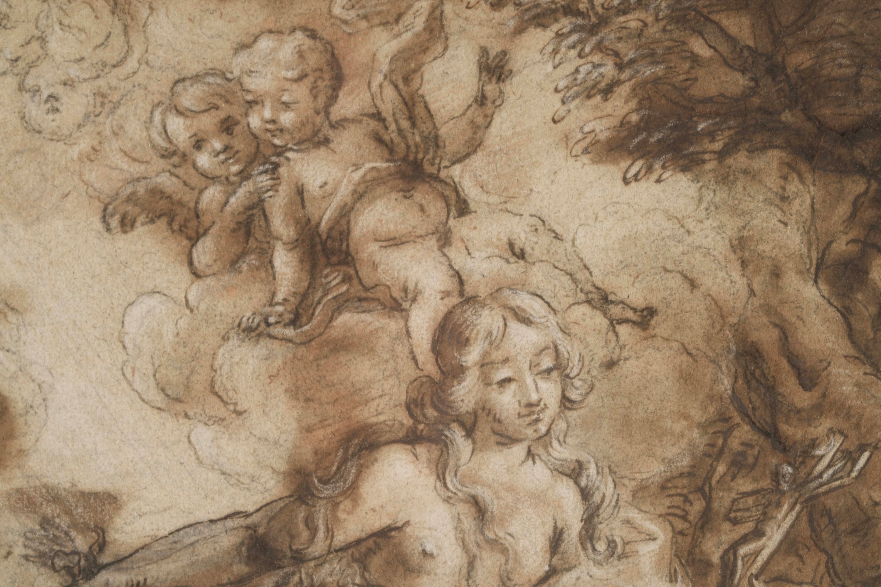 Scuola toscana del XVIII secolo, La Maddalena - matita nera, penna, inchiostro bruno, acquerello ...