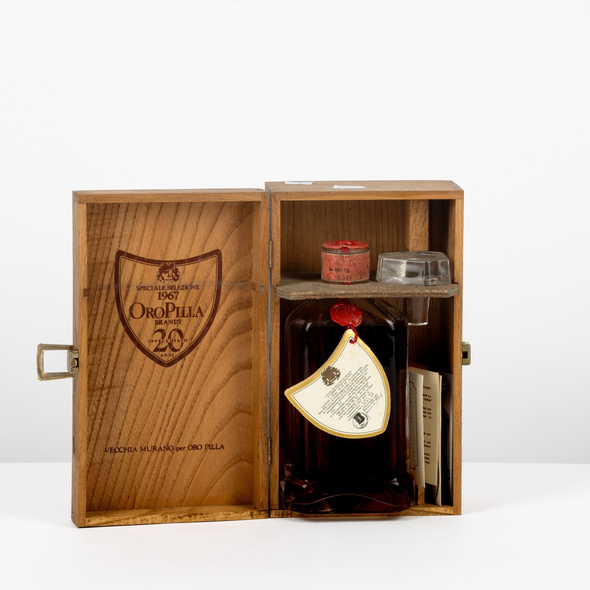 Vecchia Murano, Brandy Oro Pilla, 20 Anni, 1967, Edizione Limitata Decanter