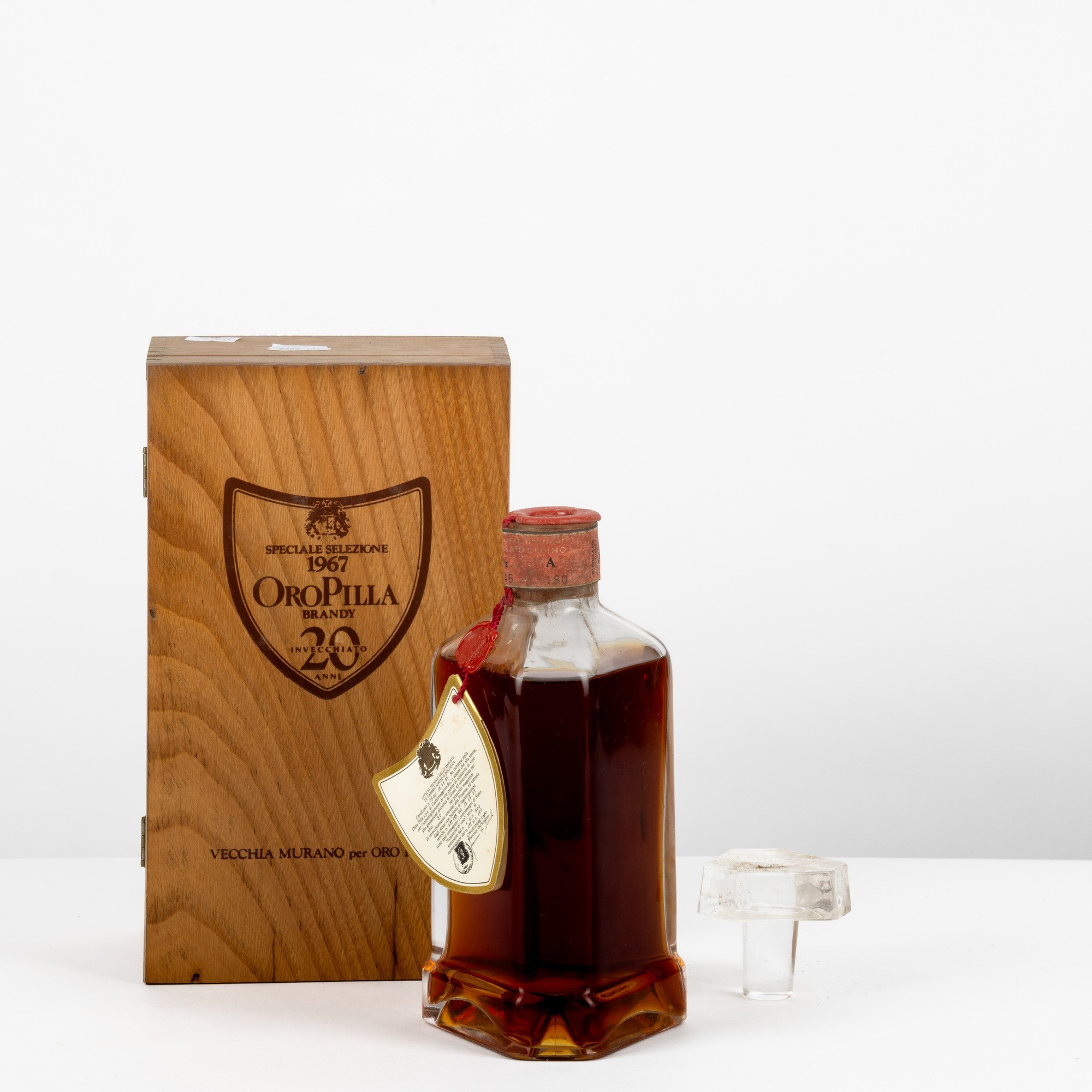 Vecchia Murano, Brandy Oro Pilla, 20 Anni, 1967, Edizione Limitata Decanter