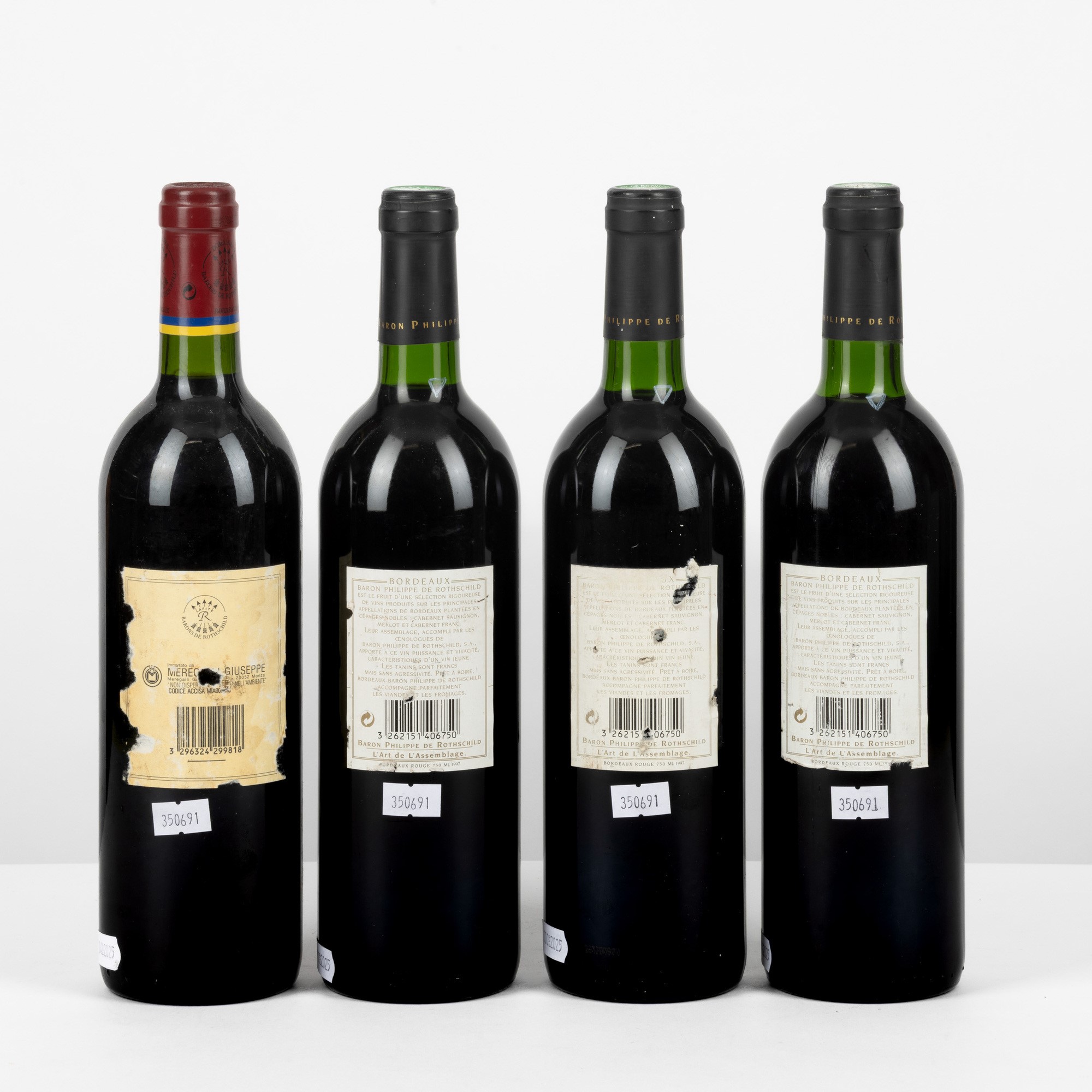 Baron Philippe De Rothschild, Bordeaux - 4 bottiglie 75cl, 3 bottiglie 1997 e 1 bottiglia 1998 Re...