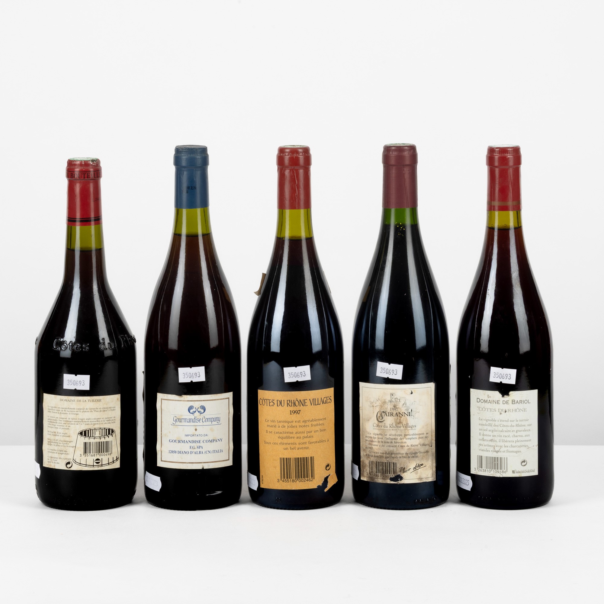 Cotes Du Rhone, Selezione 1997 - Composizione di cinque bottiglie