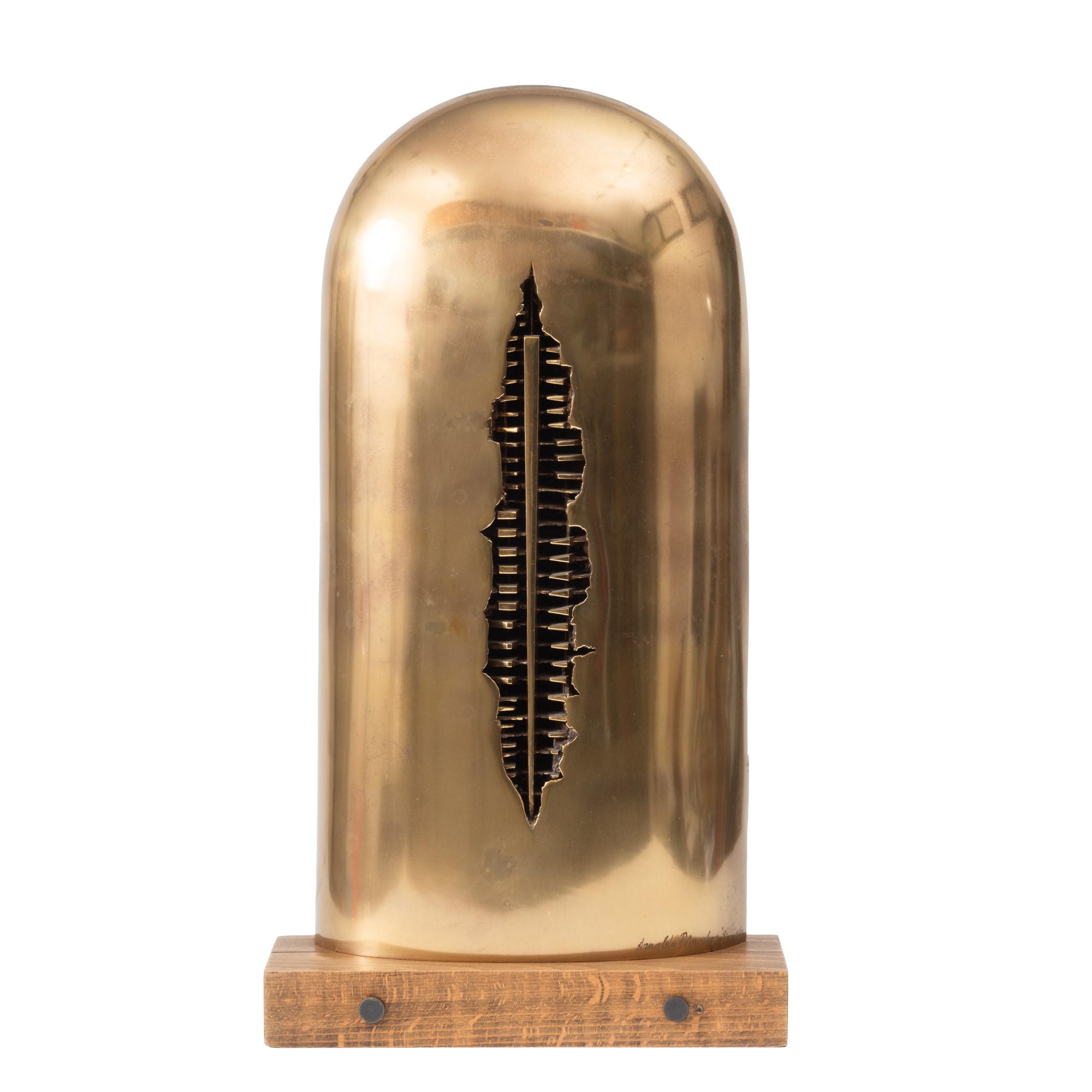Arnaldo Pomodoro - Edicola - Studio, scultura in bronzo con base in legno, 1991