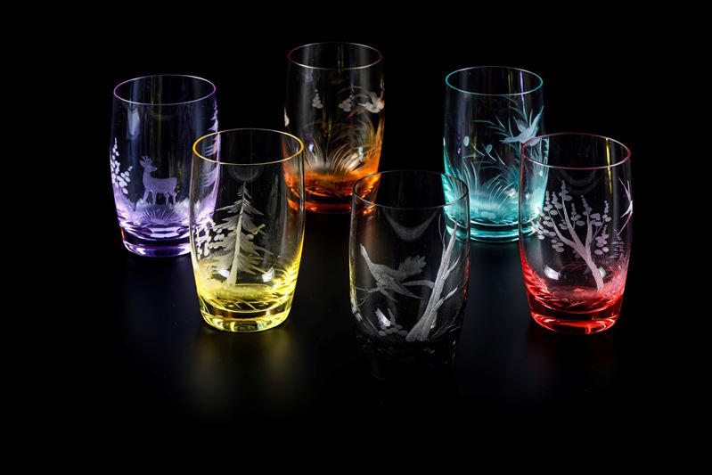 Sei bicchieri colorati Repubblica Ceca, Manifattura Moser, seconda metà del XX secolo   - Auction L'Art de la Table - Cambi Casa d'Aste