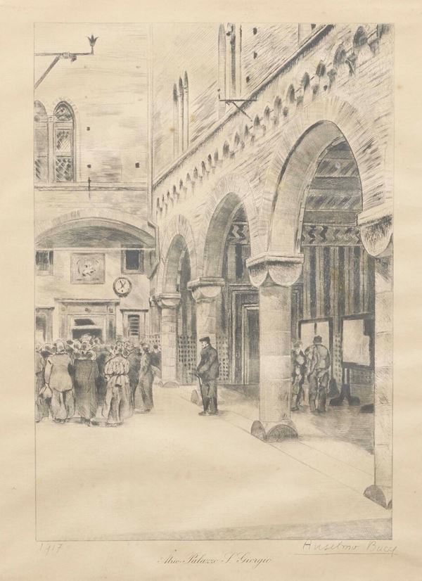 Stampa raffigurante Palazzo San Giorgio Genova