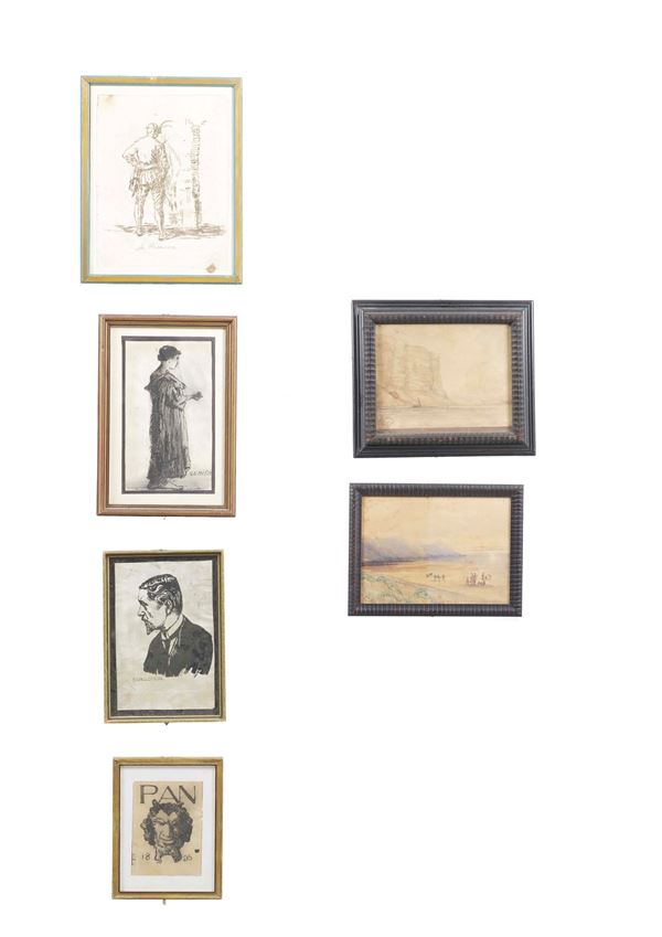 Lotto di ritratti e acquerelli