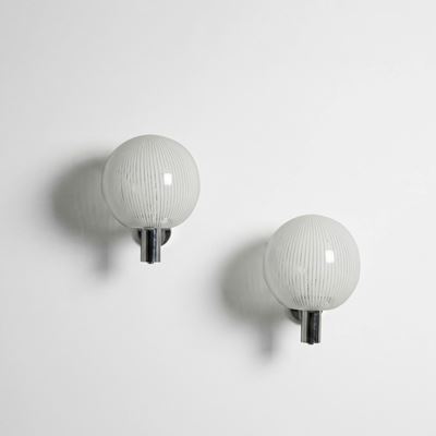 Due lampade da parete della serie “Tessuto”, vetro di Murano