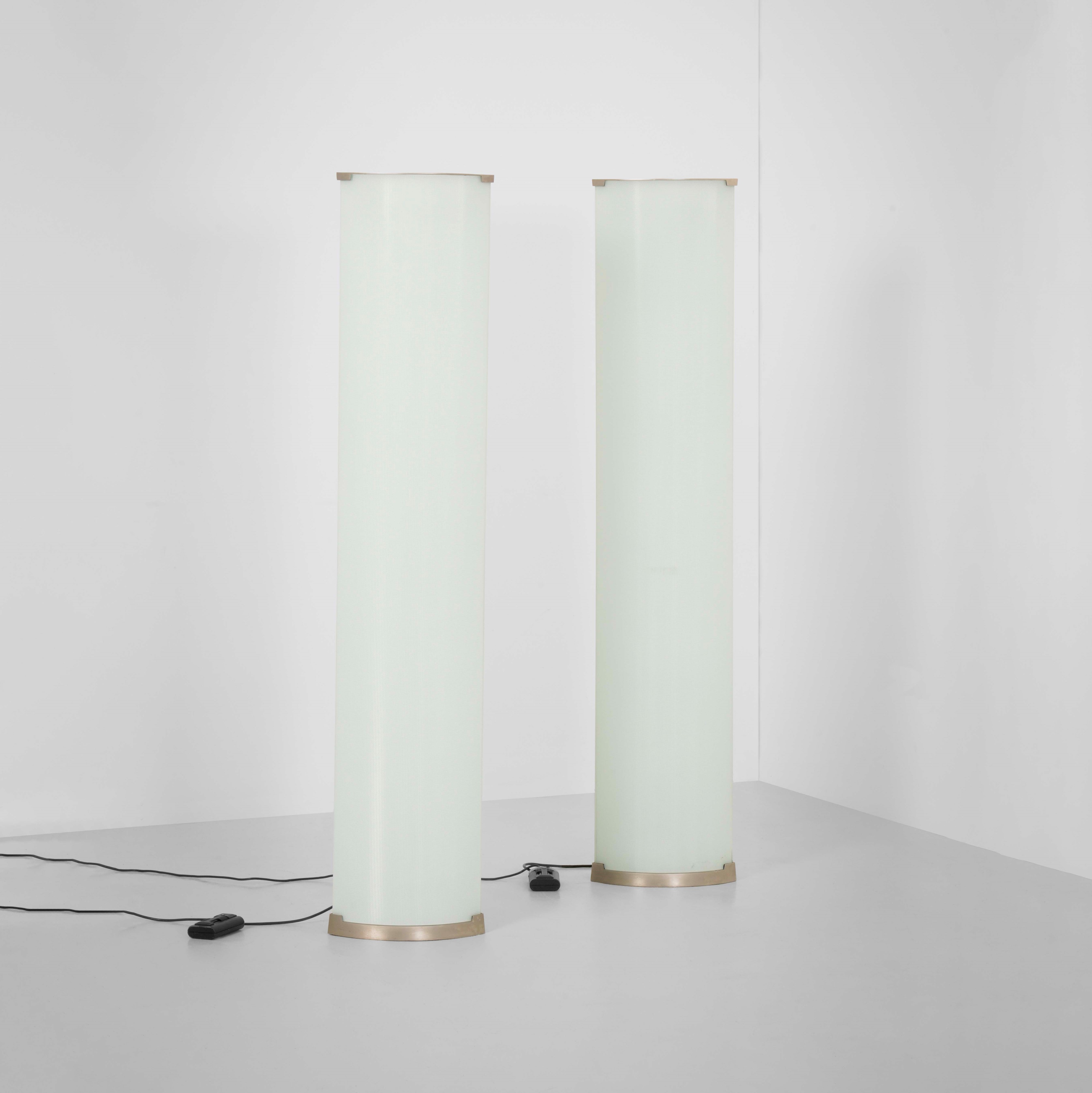 Gio Ponti - Due lampade da terra mod. Pirellone, ottone nichelato e vetro, 1967