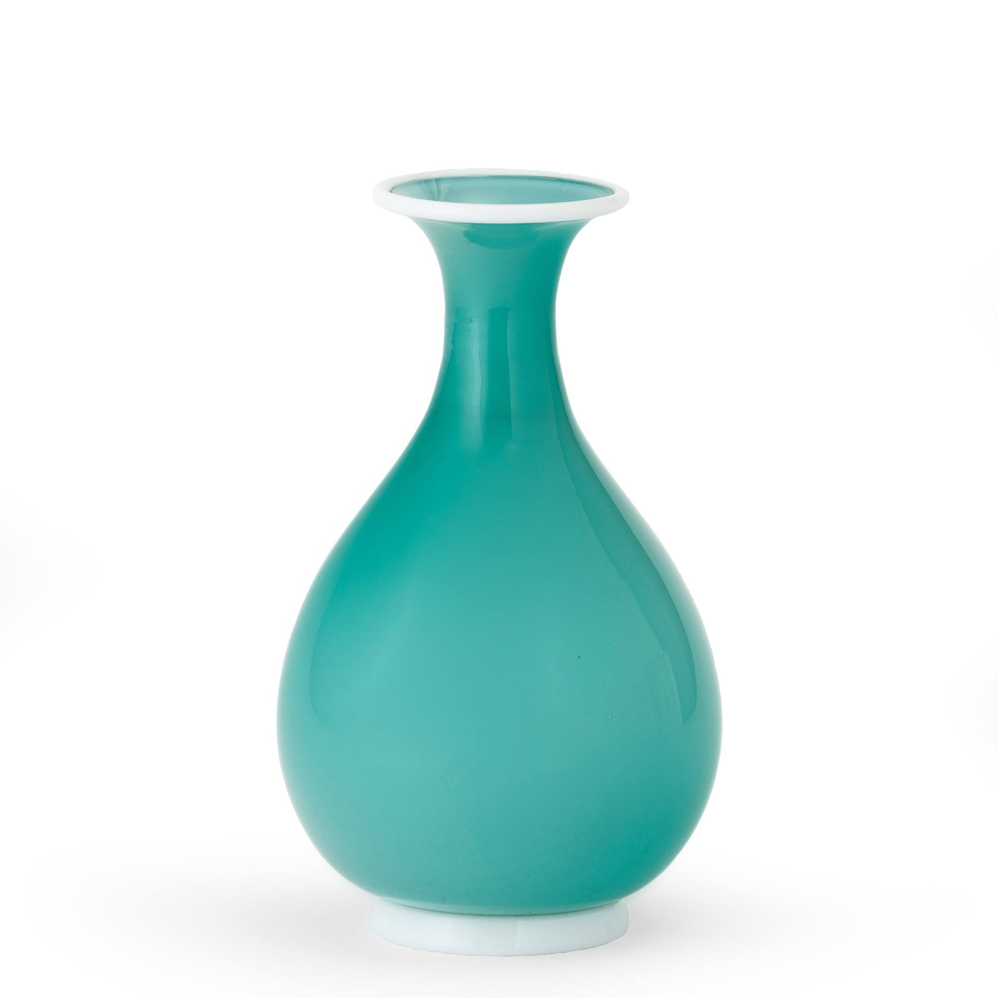 Venini, Vaso a balaustro in vetro opalino turchese (Murano, 1950 ca.)