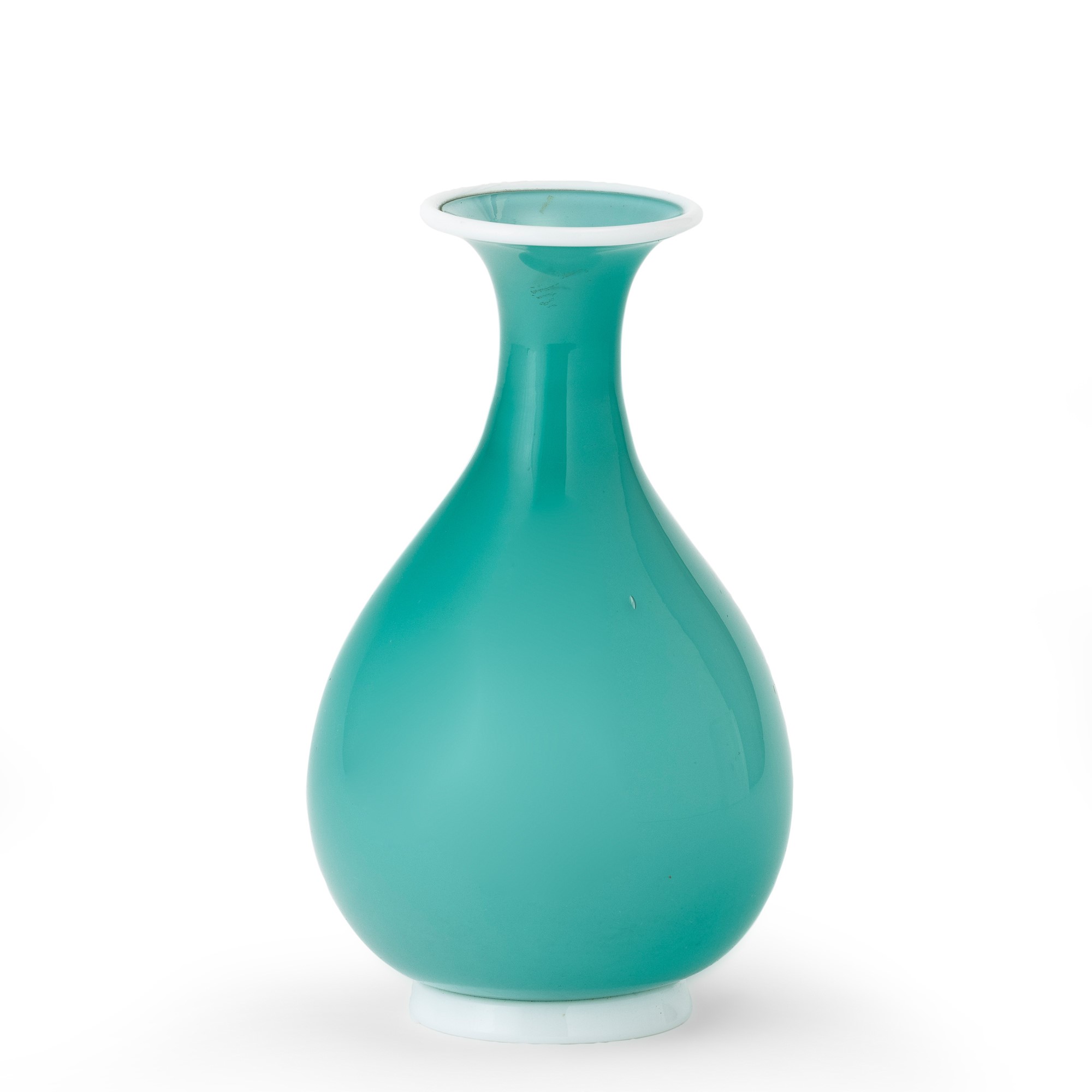 Venini, Vaso a balaustro in vetro opalino turchese (Murano, 1950 ca.)