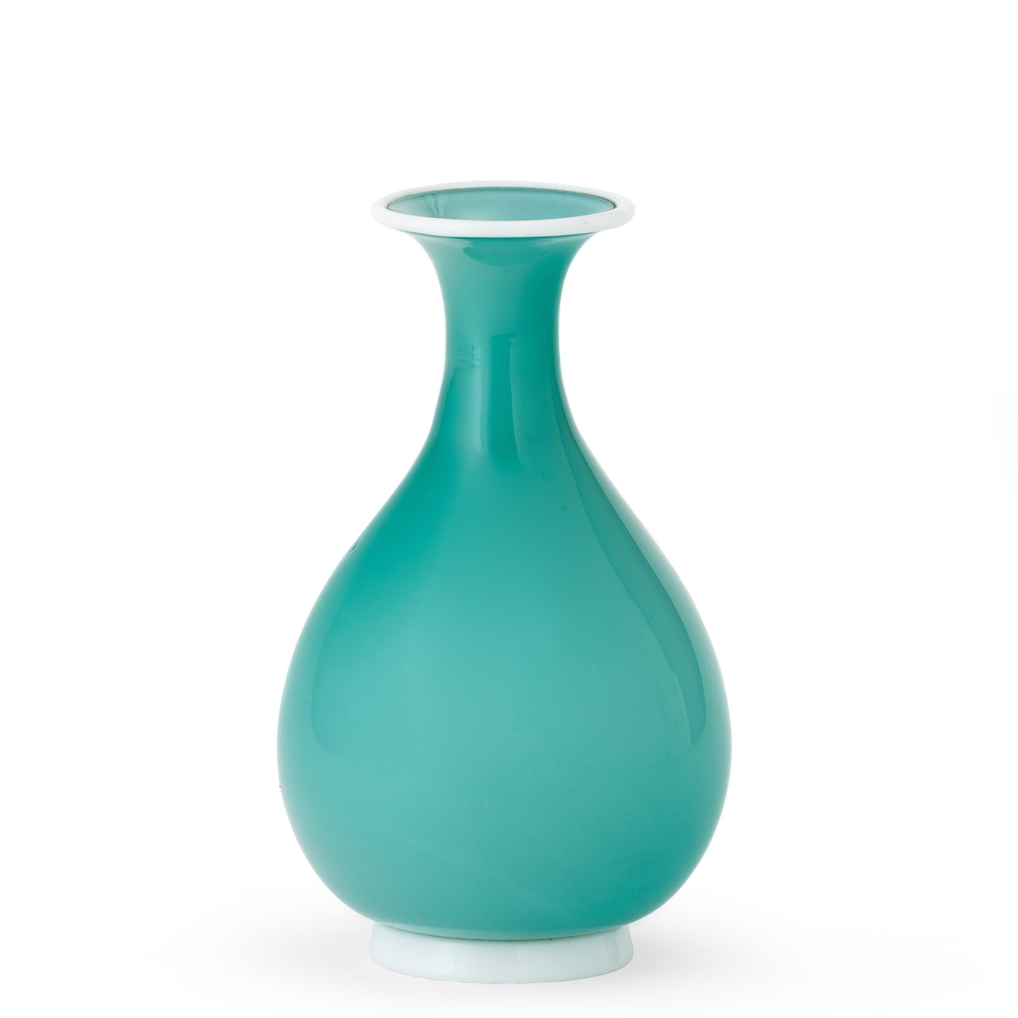 Venini, Vaso a balaustro in vetro opalino turchese (Murano, 1950 ca.)