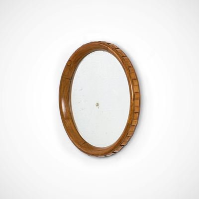 Specchio da parete in legno e cristallo specchiato, Italia, circa 1970