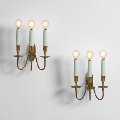 Lampade da parete in ottone e materiale plastico, Italia, circa 1960