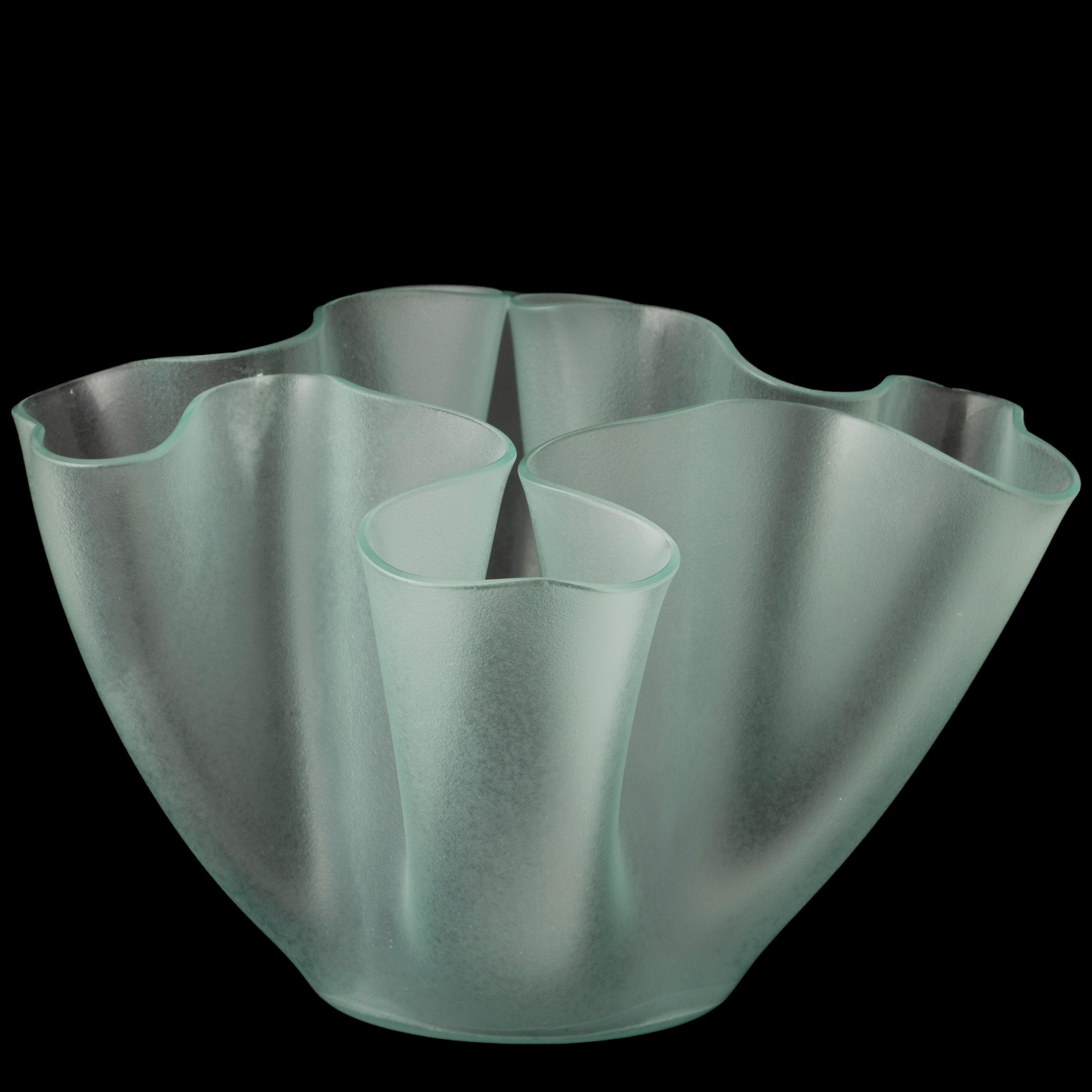 Fontana Arte, Milano, Vaso in vetro soffiato a stampo sabbiato (cartoccio), diam. 23 cm