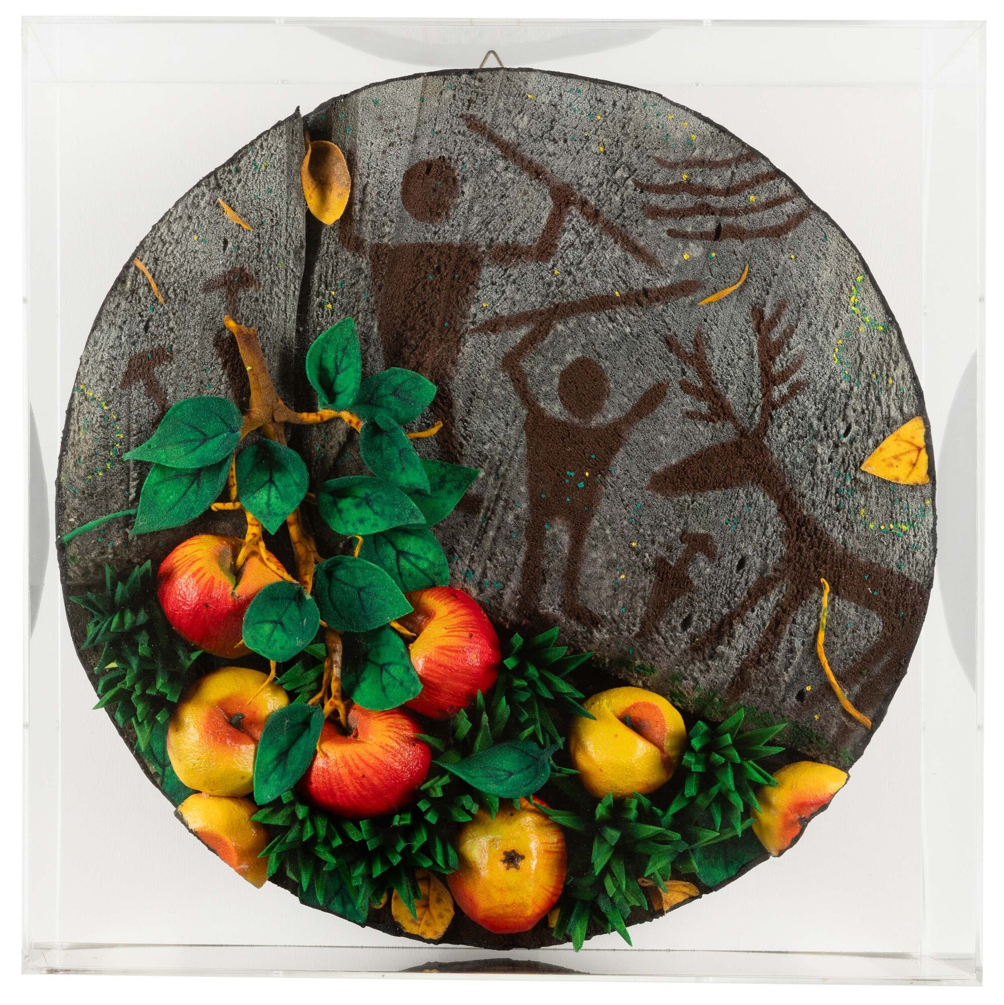 Piero Gilardi - Arte preistorica - poliuretano espanso entro teca in plexiglas