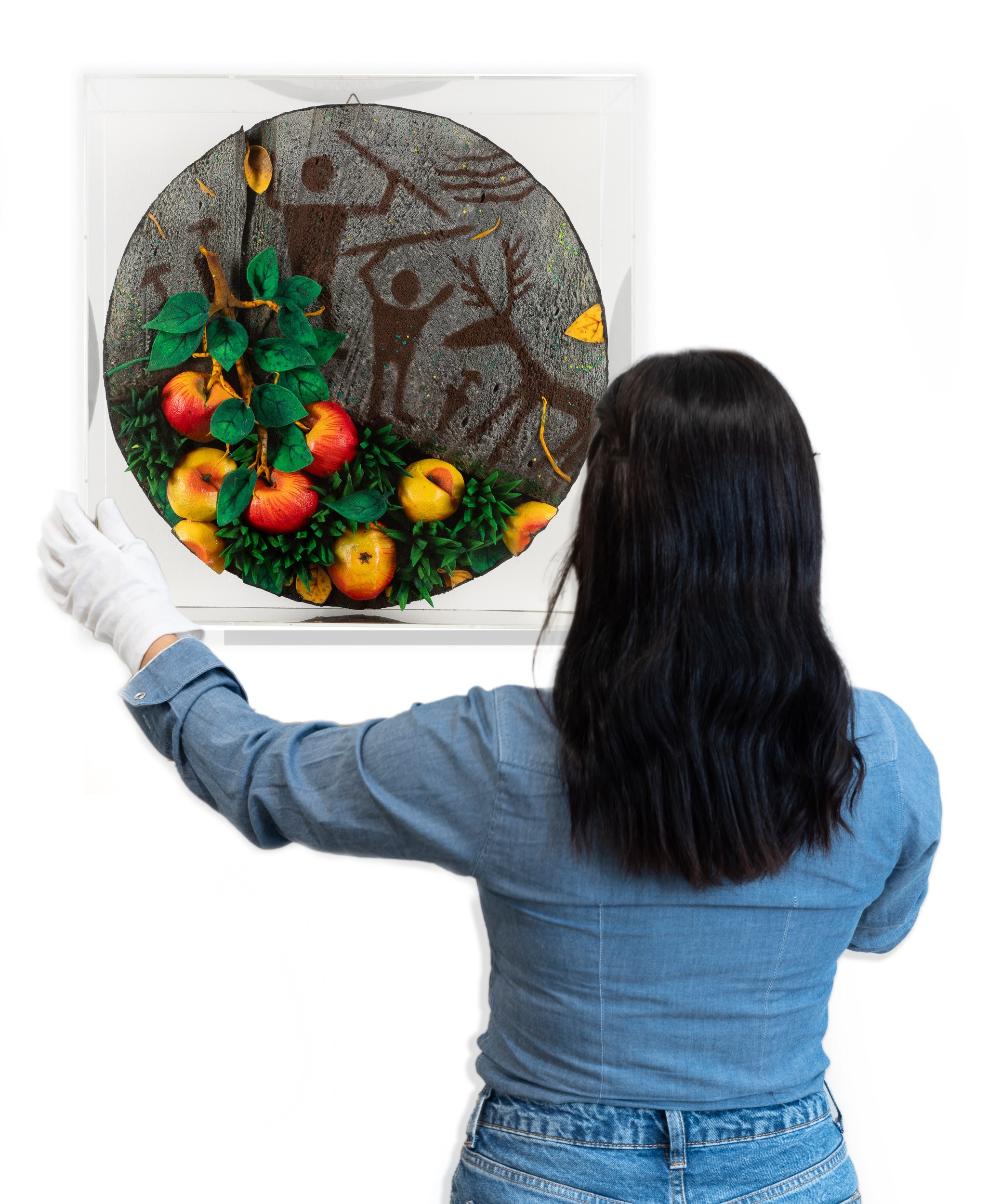 Piero Gilardi - Arte preistorica - poliuretano espanso entro teca in plexiglas
