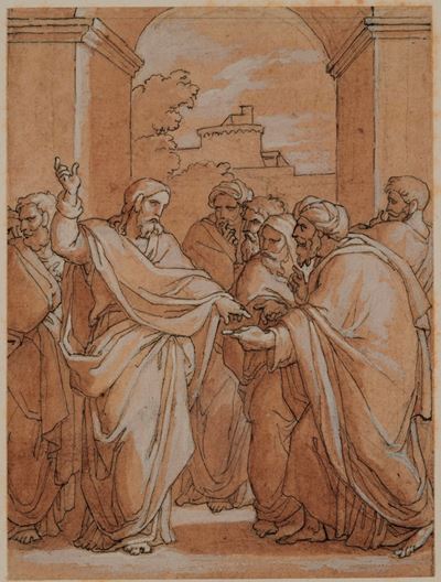 Episodio tratto dal Nuovo Testamento, matita, penna e inchiostro bruno con acquerello e biacca