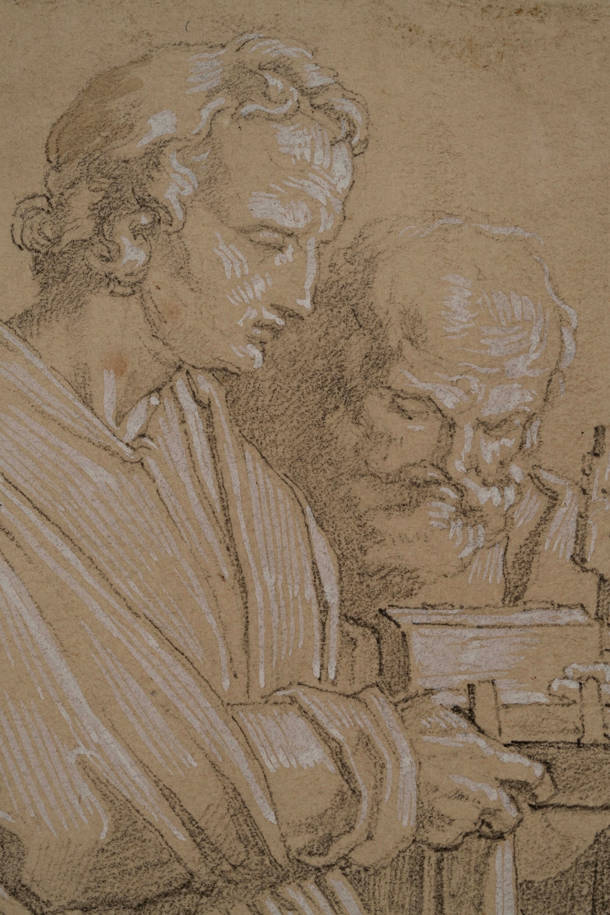 Vincenzo Camuccini - Studio di due figure di santi, matita nera e biacca su carta preparata