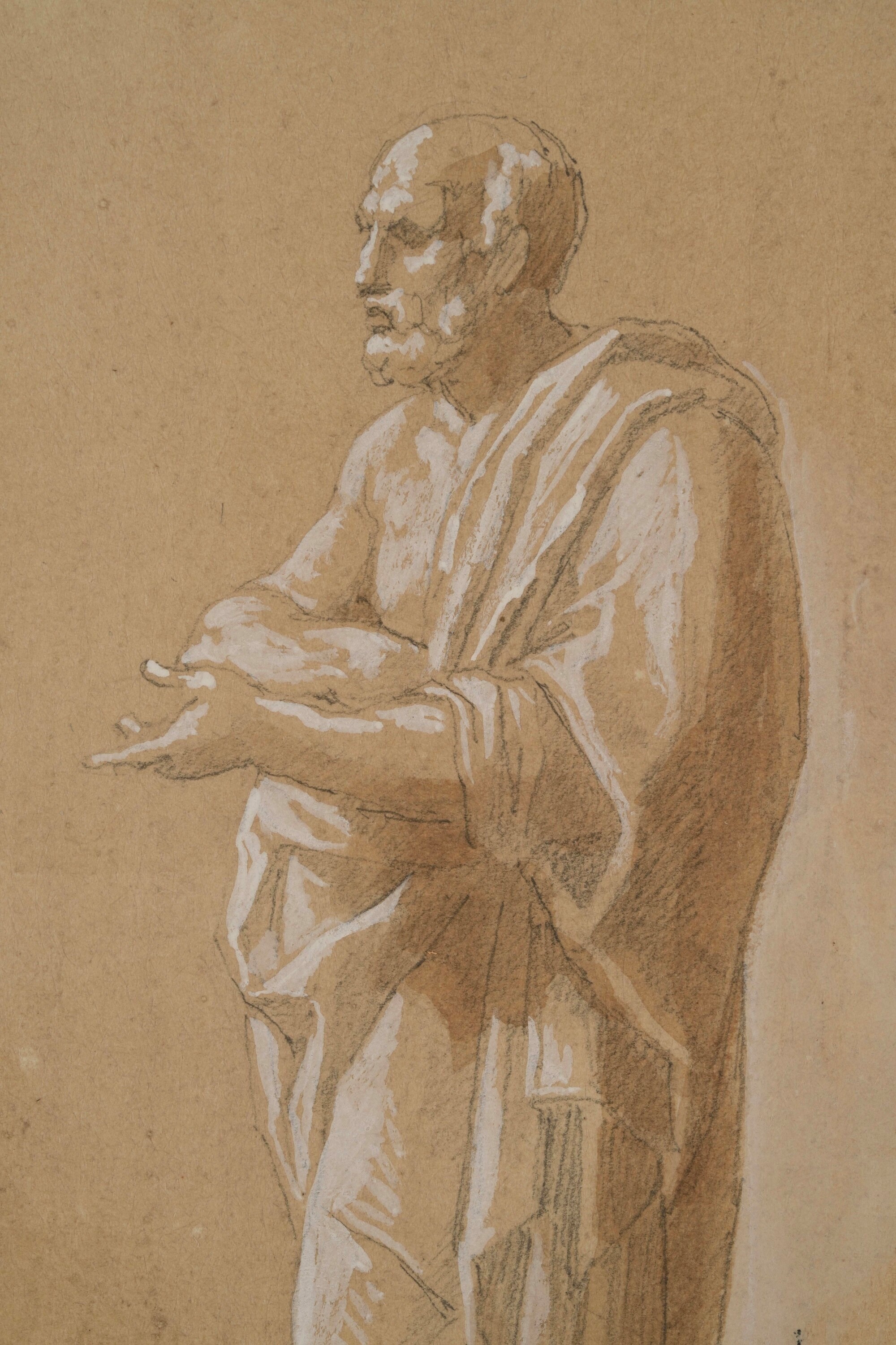 Vincenzo Camuccini - Figura di oratore, matita nera, panna, inchiostro bruno, acquerello e biacca...