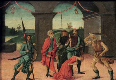 Decollazione di una santa, olio su tavola