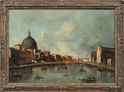 Veduta del Canal Grande con la chiesa di S. Simeon Piccolo, olio su tela