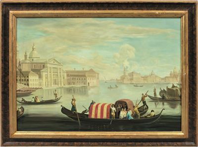 Vedute dell’Isola di S. Giorgio Maggiore dal bacino di S. Marco a Venezia, olio su tela