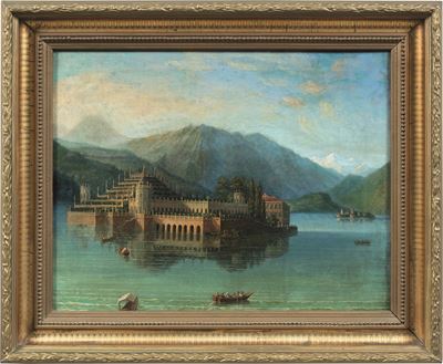 Scuola lombarda, Veduta dell’Isola Bella, olio su tela