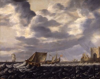 Marina in tempesta, olio su tela