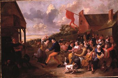 Festa di paese, olio su tela