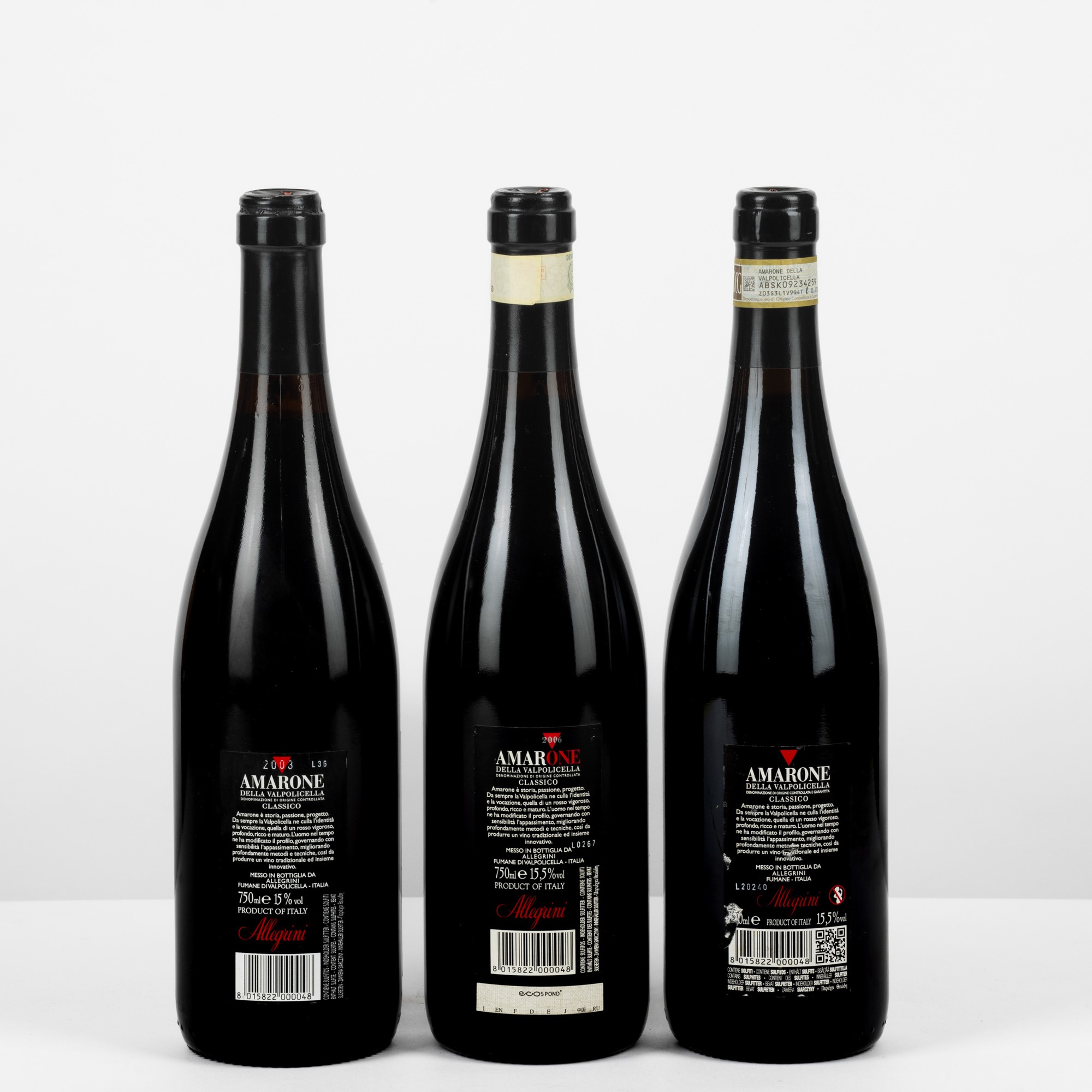 Allegrini, Amarone Della Valpolicella 2016, 2006, 2003 con cassetta in legno