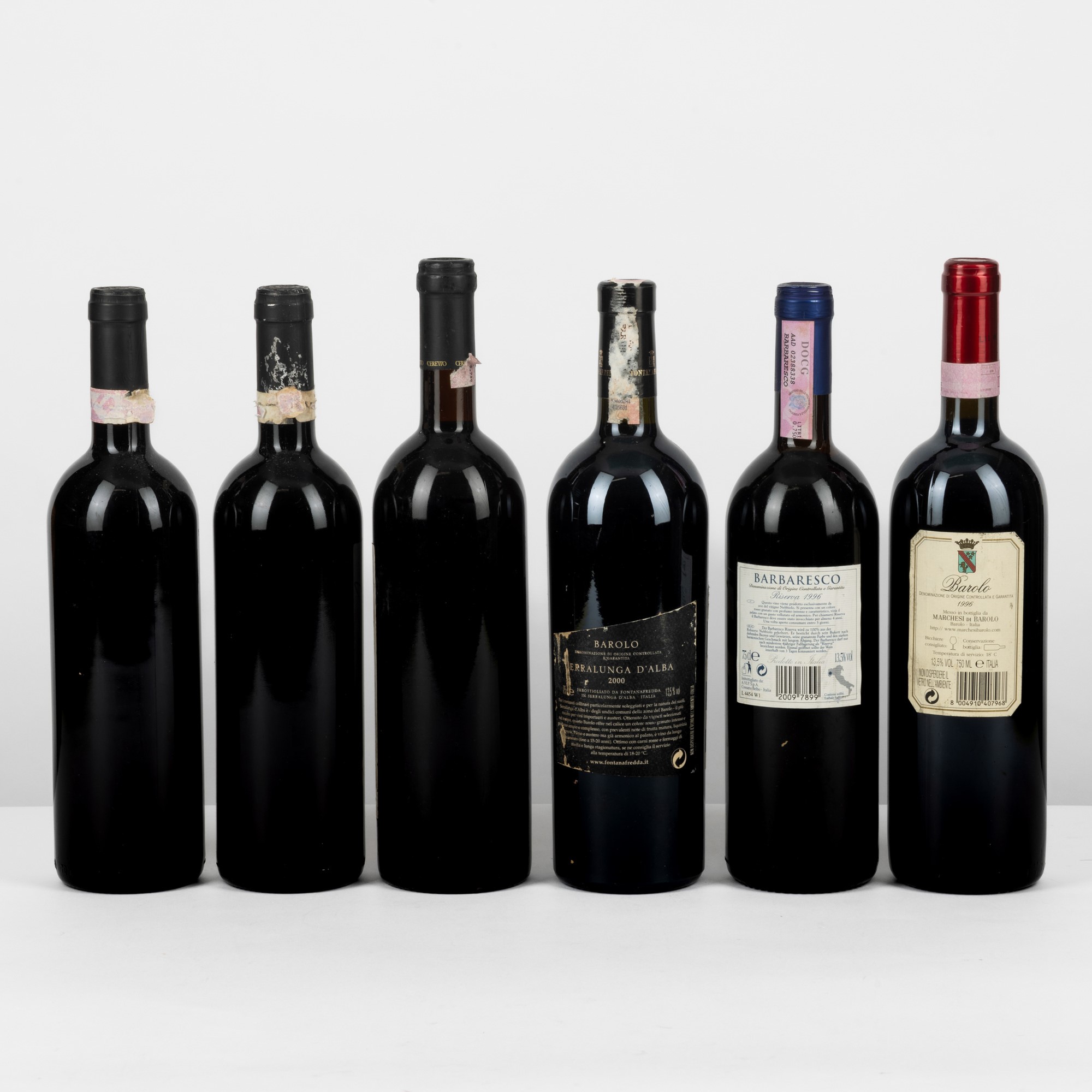 Selezione di Barolo e Barbaresco, incluse bottiglie del 1996 al 2001