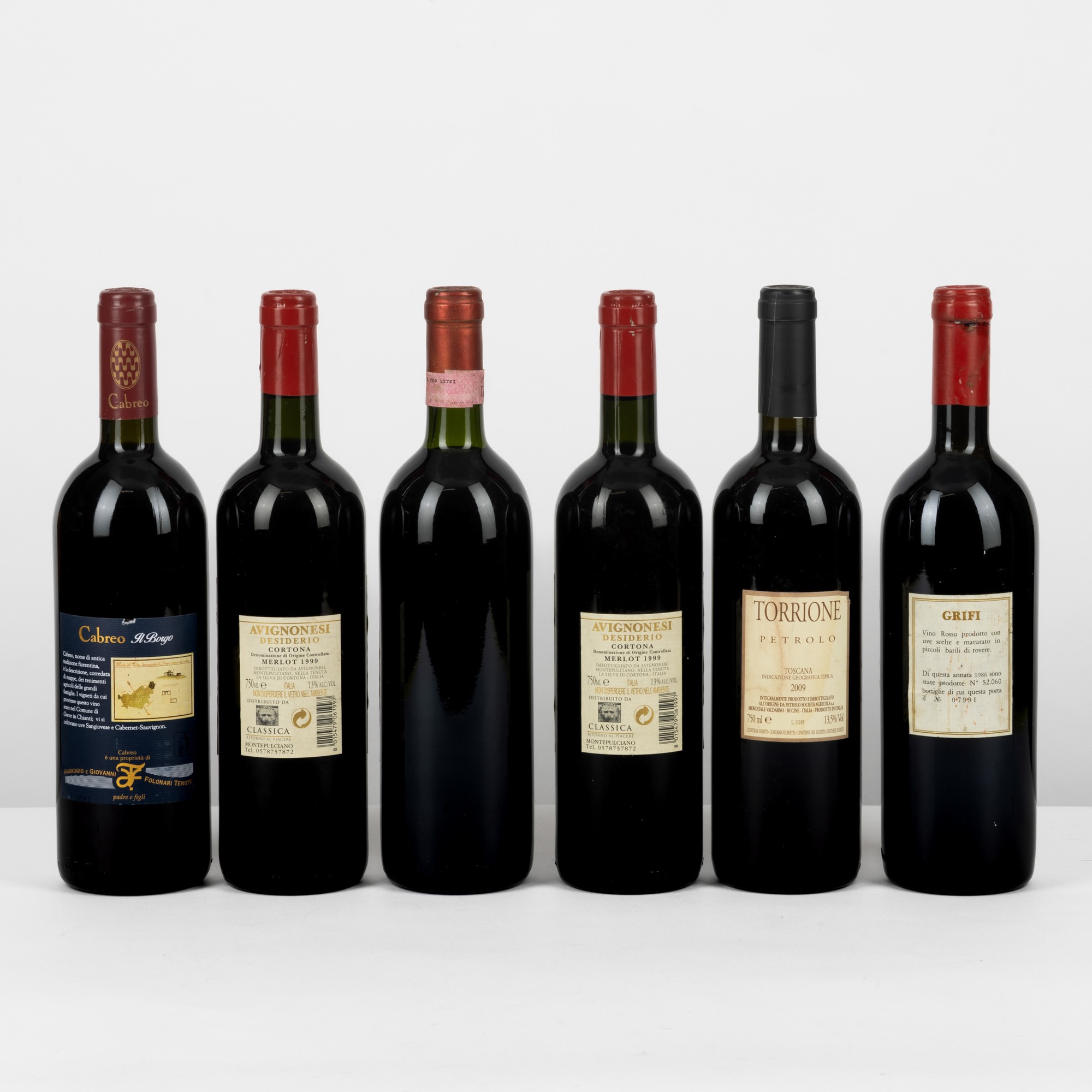 Selezione di vini Toscani, assortimento di bottiglie