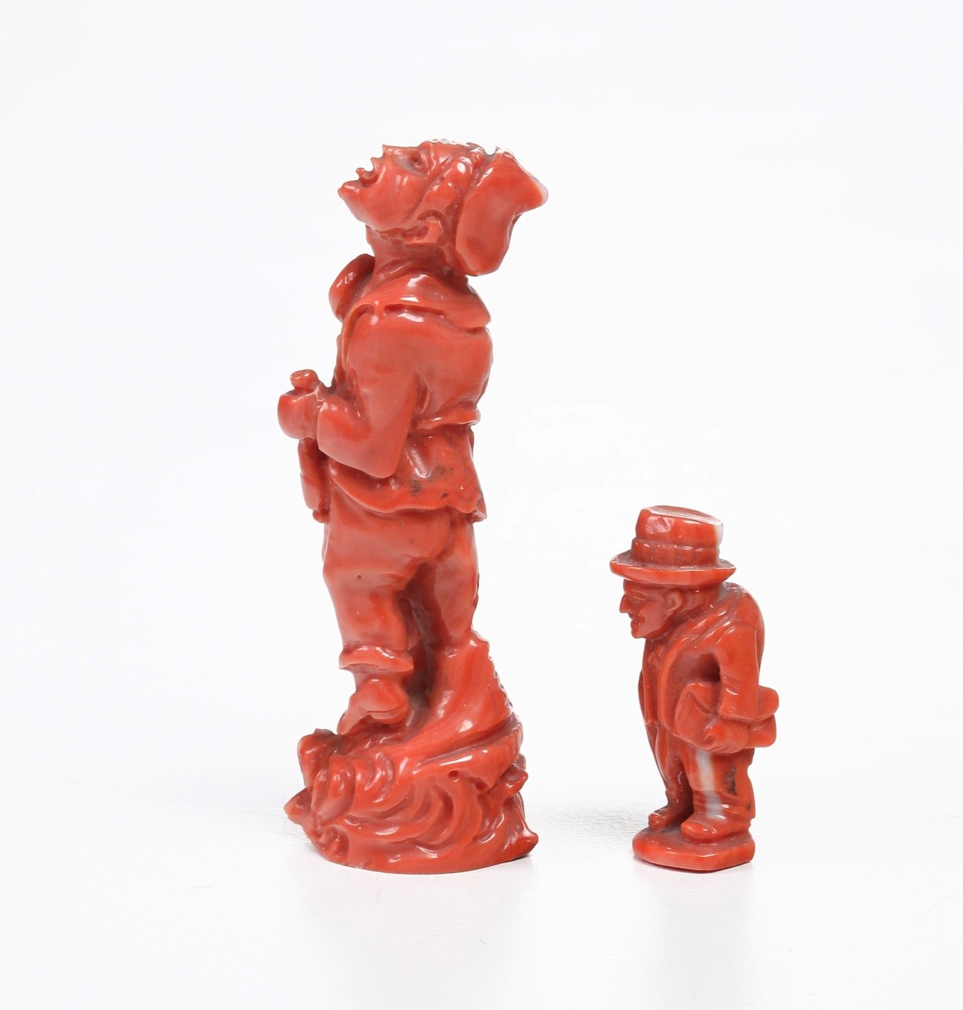 O'Mbriaco e il Gobbo portafortuna, probabile Napoli (XX secolo), altezze 8 e 4 cm
