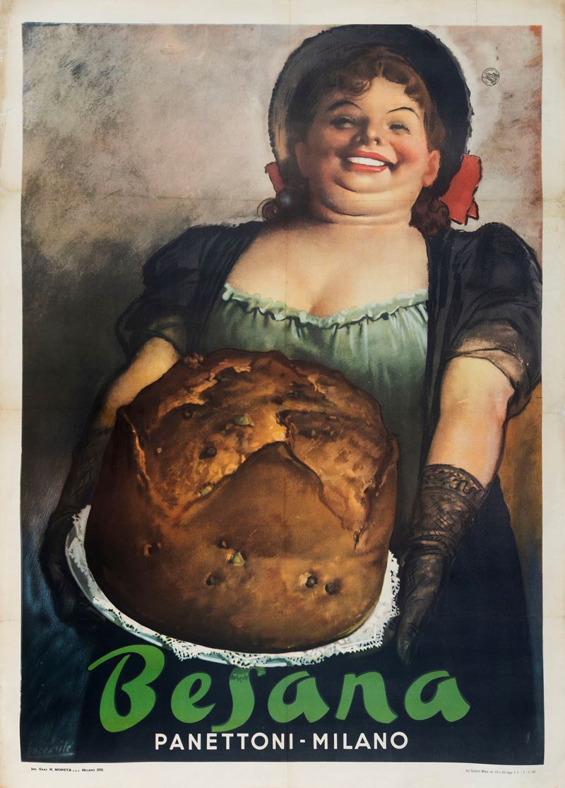 Gino Boccasile : Panettoni Besana  - Auction Vintage Posters and Collectibles - Cambi Casa d'Aste