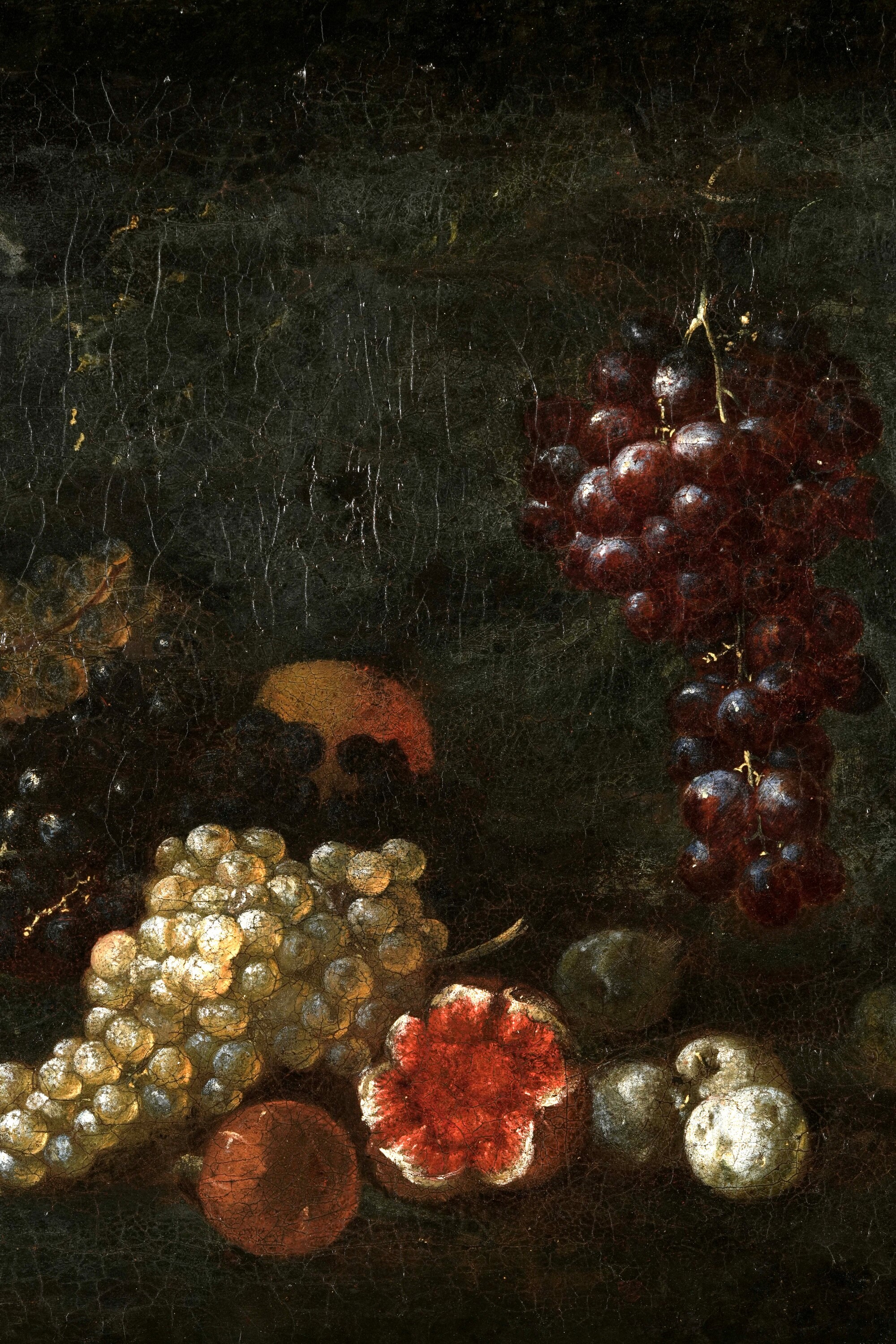 Scuola romana del XVII secolo, Natura morta con frutta, olio su tela