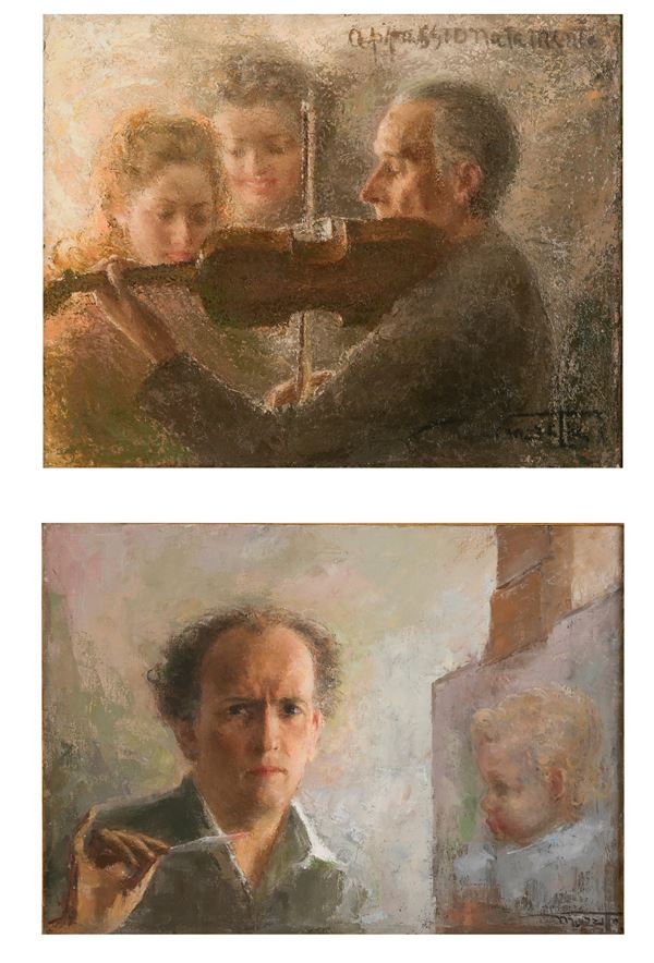 Firmati Mazzetta Suonatore di violino Pittore nello studio