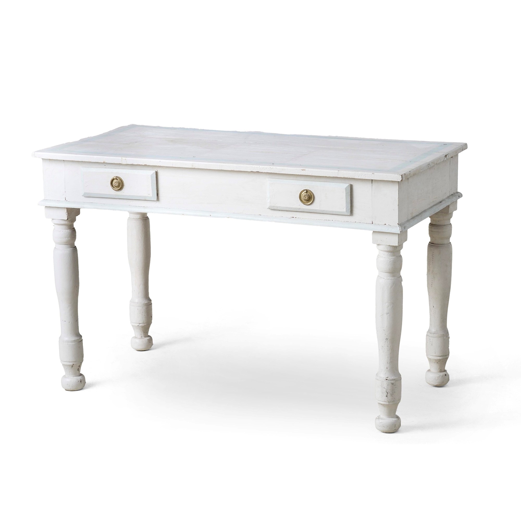 Tavolo a due cassetti, legno dipinto, XX secolo