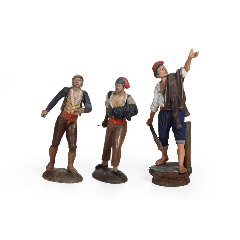 Tre figure da presepe. XX secolo  - Asta Antiquariato e Cornici - Cambi Casa d'Aste