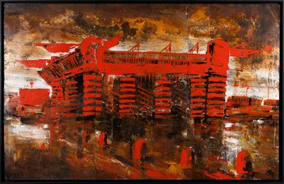 San Siro rosso, smalto su acciaio corten