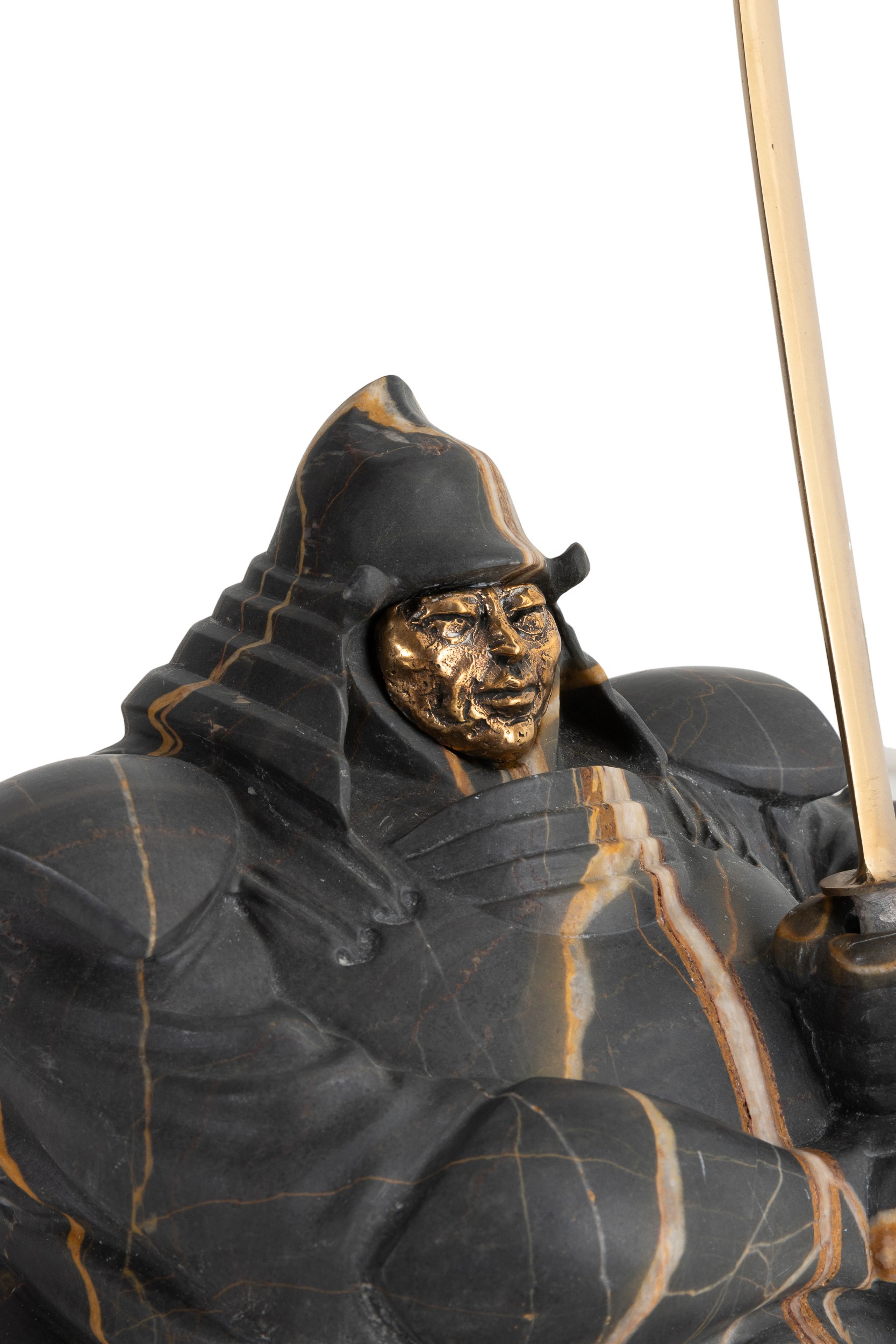 Matteo Pugliese - Custode Samurai VIII, scultura in marmo Port Laurent e bronzo