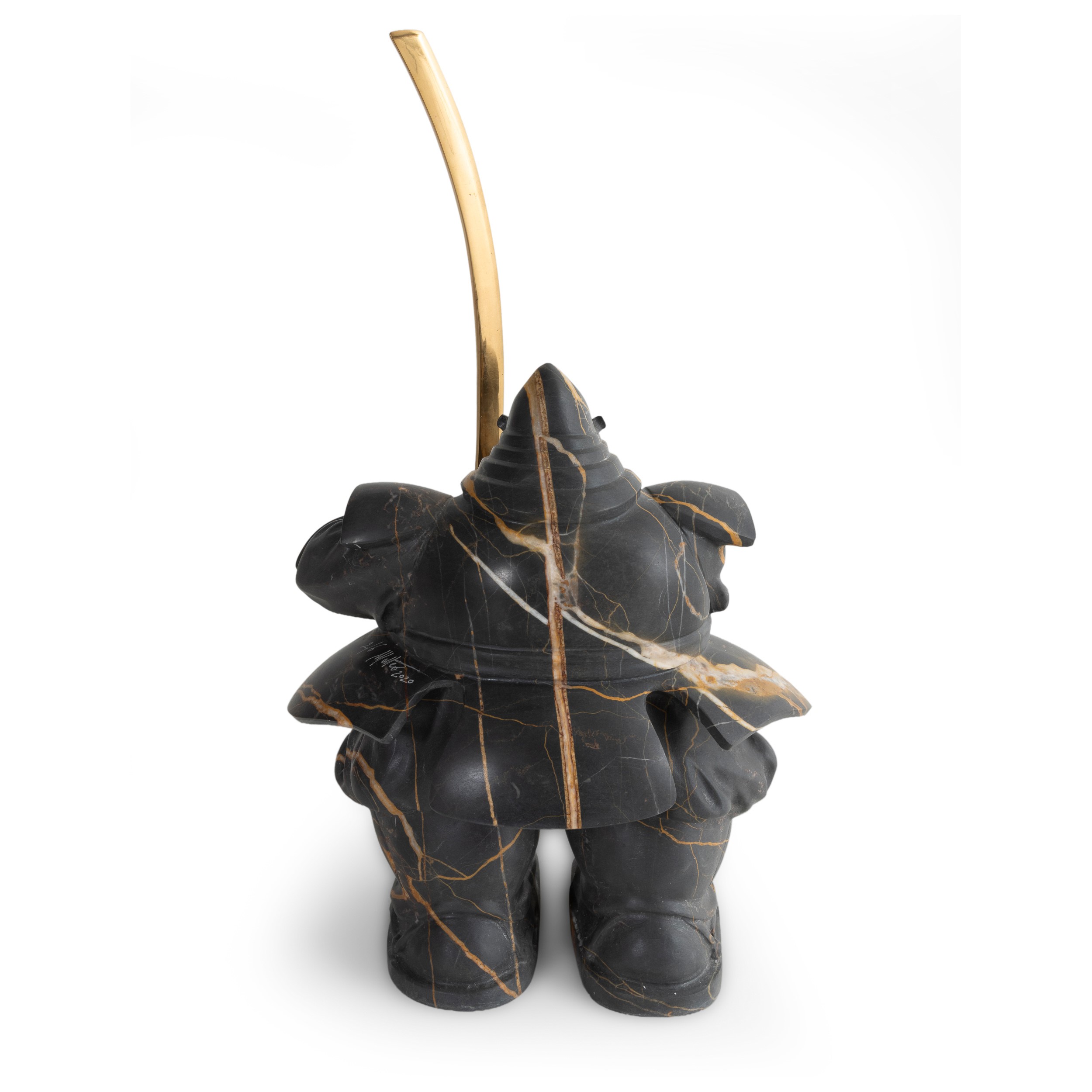 Matteo Pugliese - Custode Samurai VIII, scultura in marmo Port Laurent e bronzo