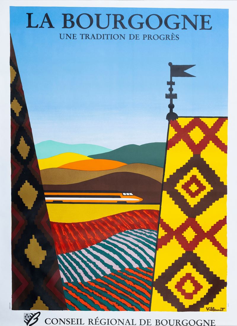 Bernard Villemot : La Bourgogne  - Asta Manifesti e Collectibles - Cambi Casa d'Aste