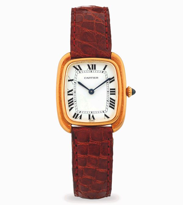 Cartier - Gondole automatico in oro giallo 18k, quadrante bianco numeri romani, circa 1990