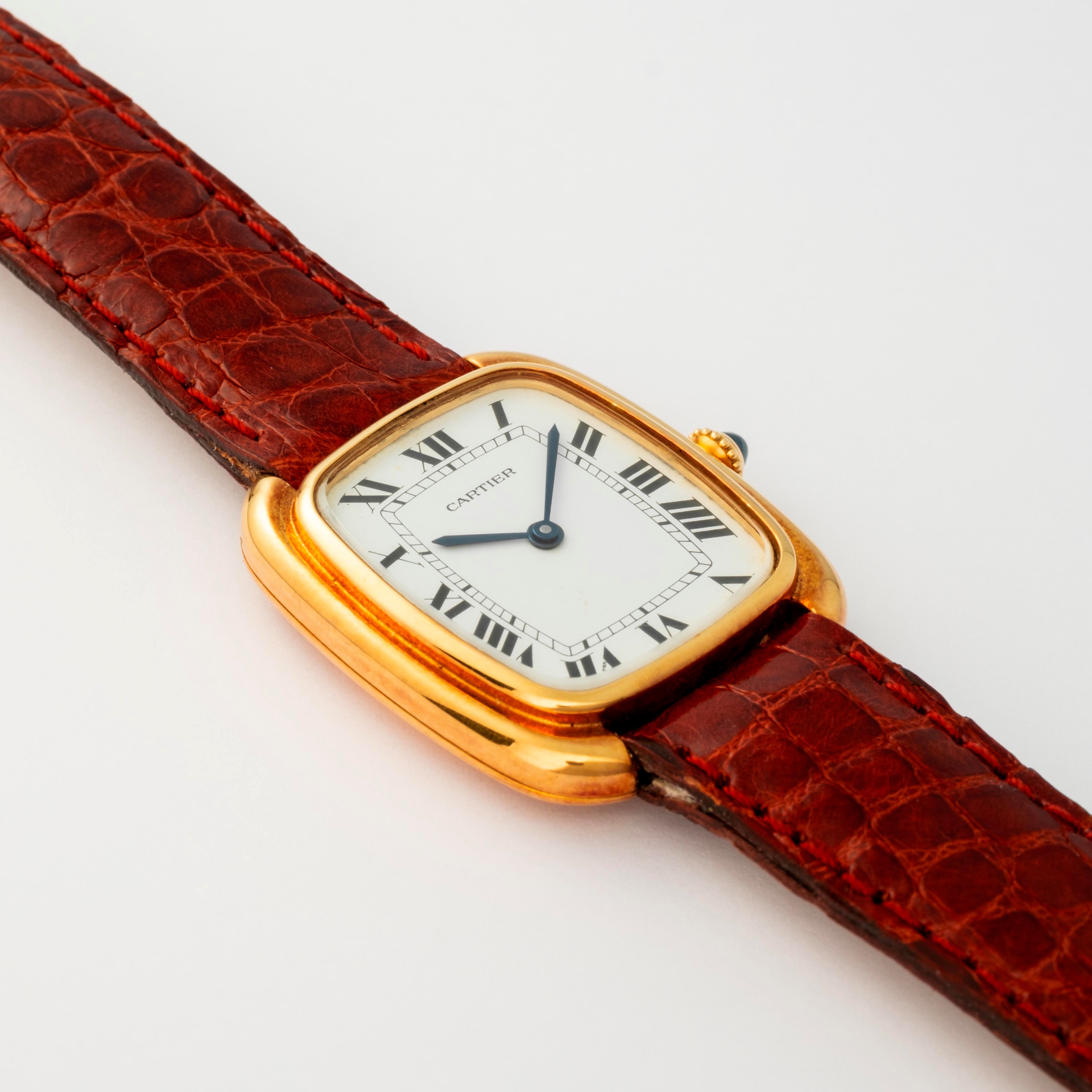 Cartier - Orologio automatico Gondole in oro giallo 18k con quadrante bianco e numeri romani, cir...