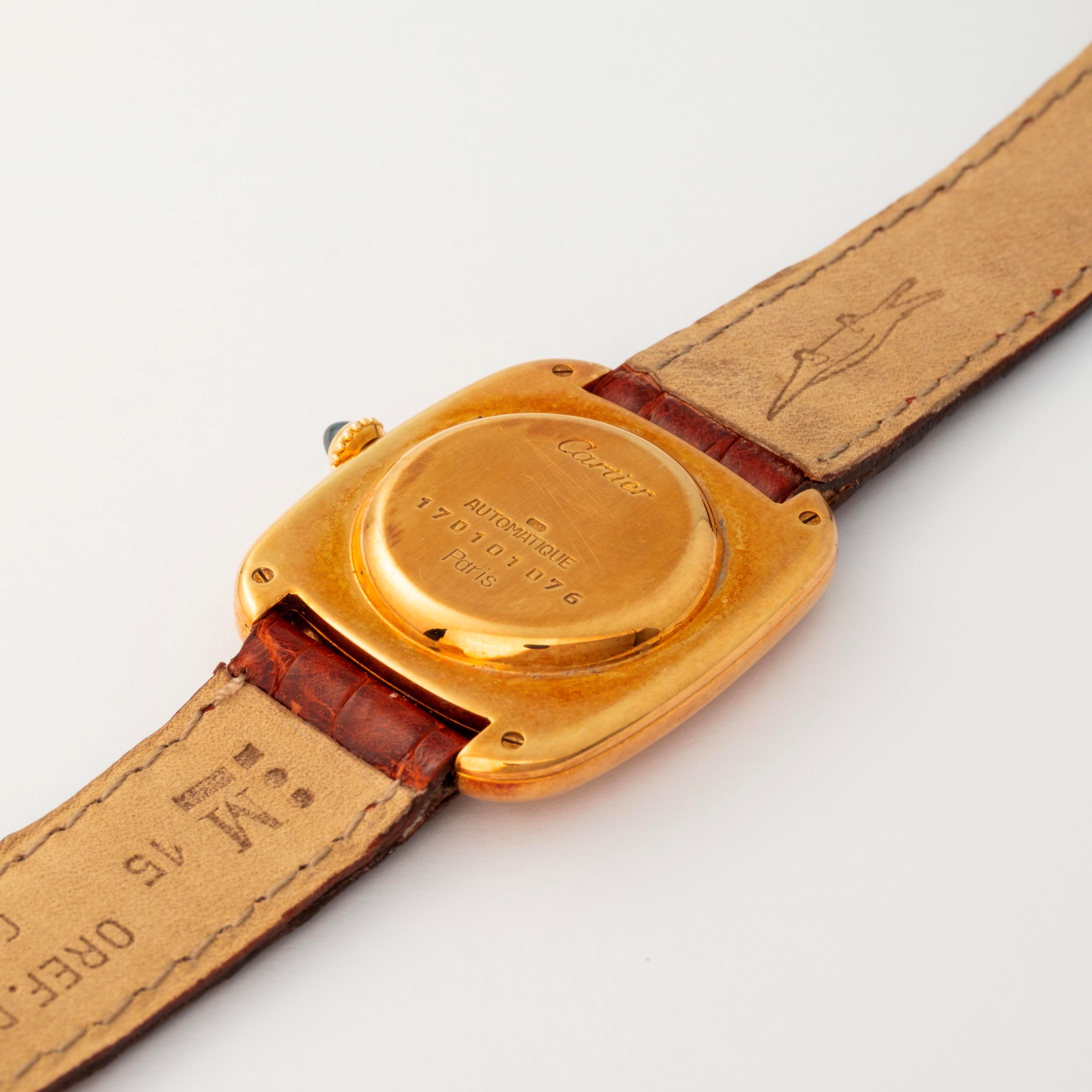 Cartier - Orologio automatico Gondole in oro giallo 18k con quadrante bianco e numeri romani, cir...