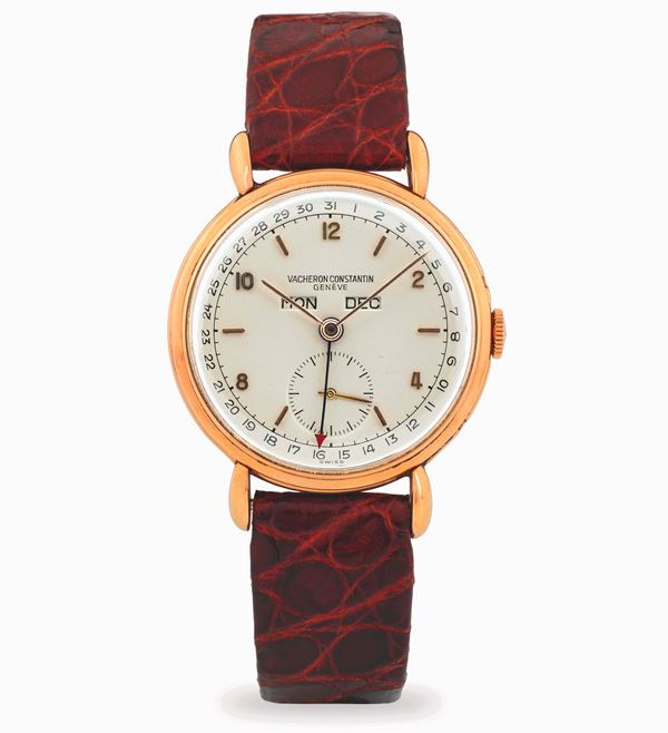 Vacheron &amp; Constantin - Triplo calendario in oro giallo 18k con quadrante virato panna, circa 1940